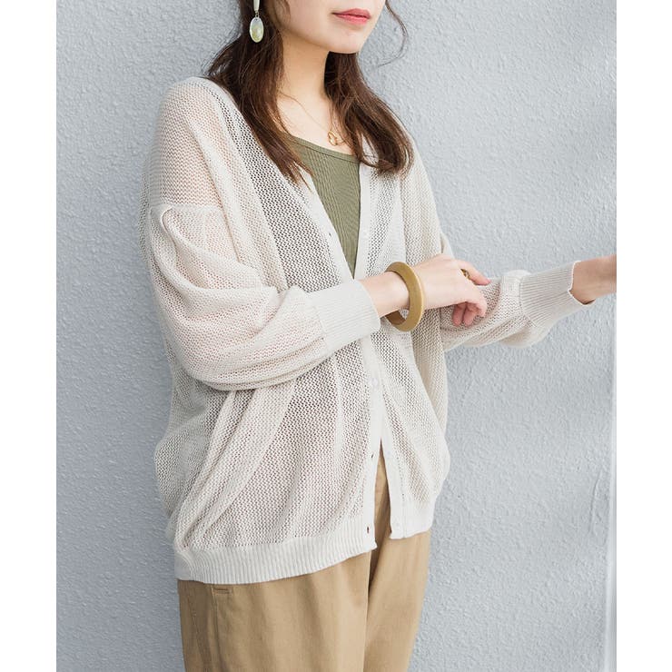 aity アイティ メッシュ編みVネック7分袖カーディガン | Fashion Letter | 詳細画像10 