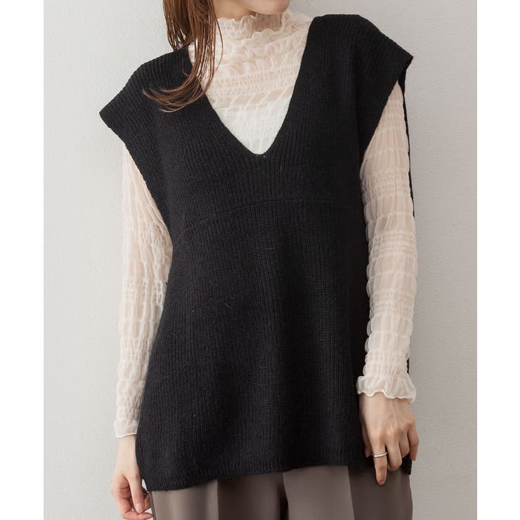aity アイティ 深Vネックニットベスト | Fashion Letter | 詳細画像3 