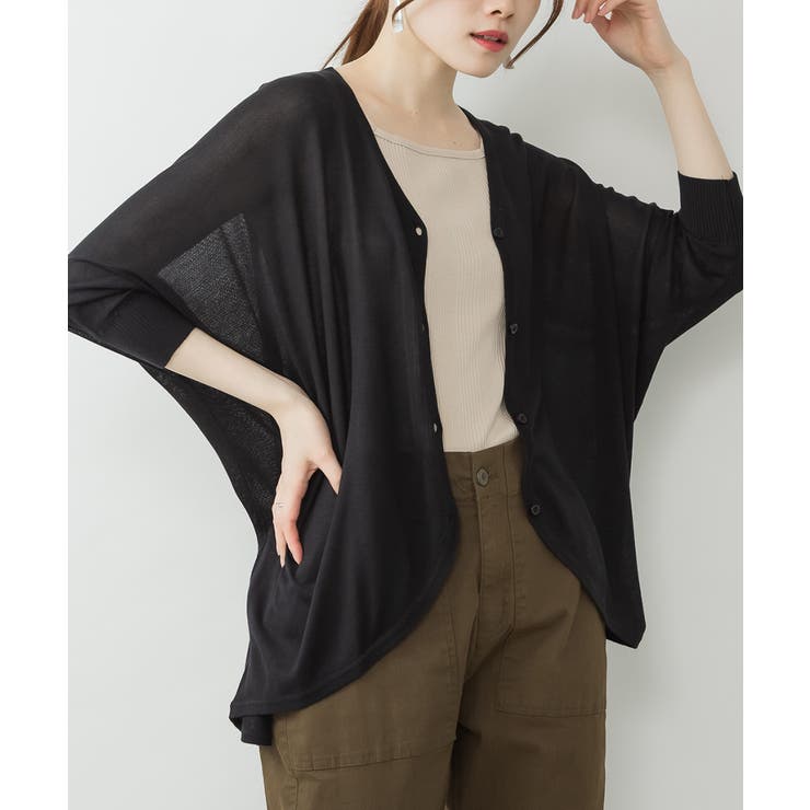 ブラック | aity アイティ ロング丈ボレロカーディガン | Fashion Letter