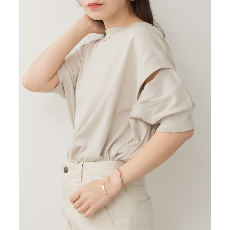 aity アイティ カットアウトラウンドネック5分袖 | Fashion Letter | 詳細画像3 