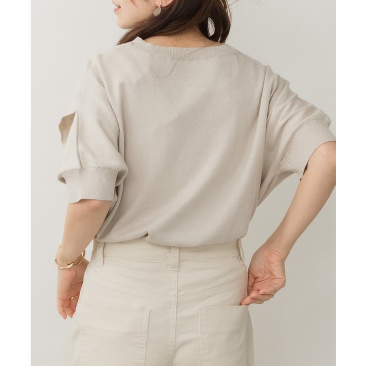 aity アイティ カットアウトラウンドネック5分袖 | Fashion Letter | 詳細画像4 