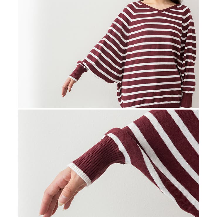 aity アイティ Vネックボーダードルマンニット | Fashion Letter | 詳細画像18 