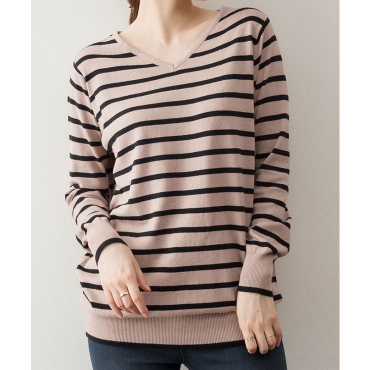 aity アイティ Vネックボーダーニット | Fashion Letter | 詳細画像3 