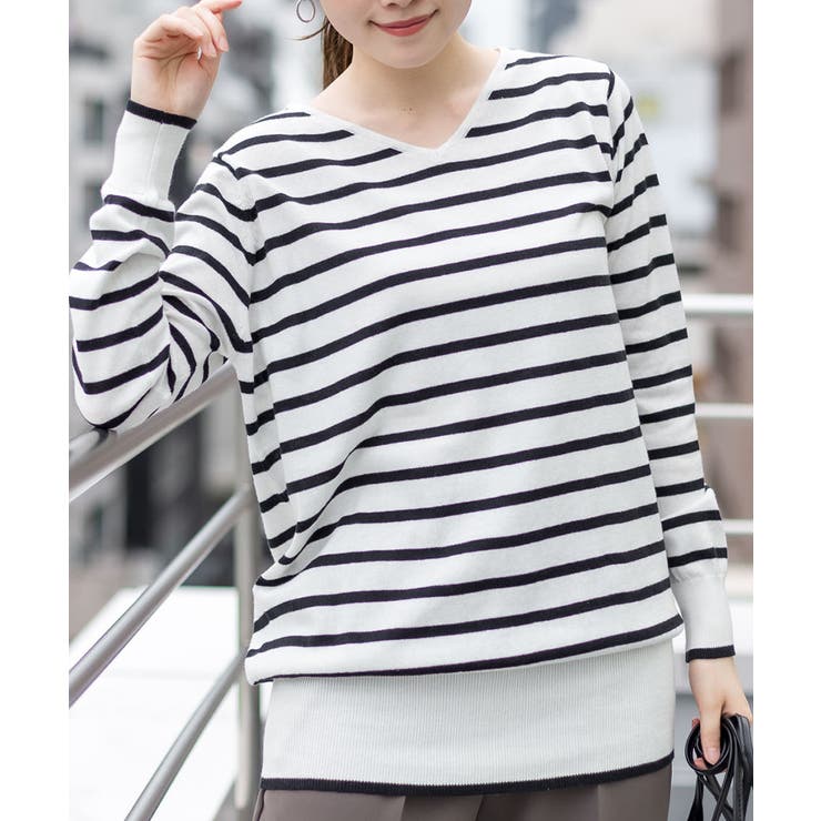 aity アイティ Vネックボーダーニット | Fashion Letter | 詳細画像9 