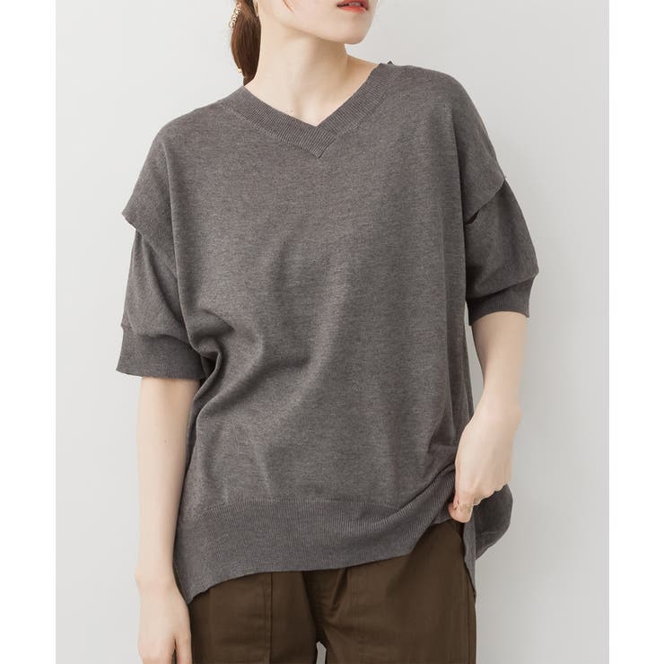 aity アイティ 袖脇オープンVネック5分袖ニット | Fashion Letter | 詳細画像11 