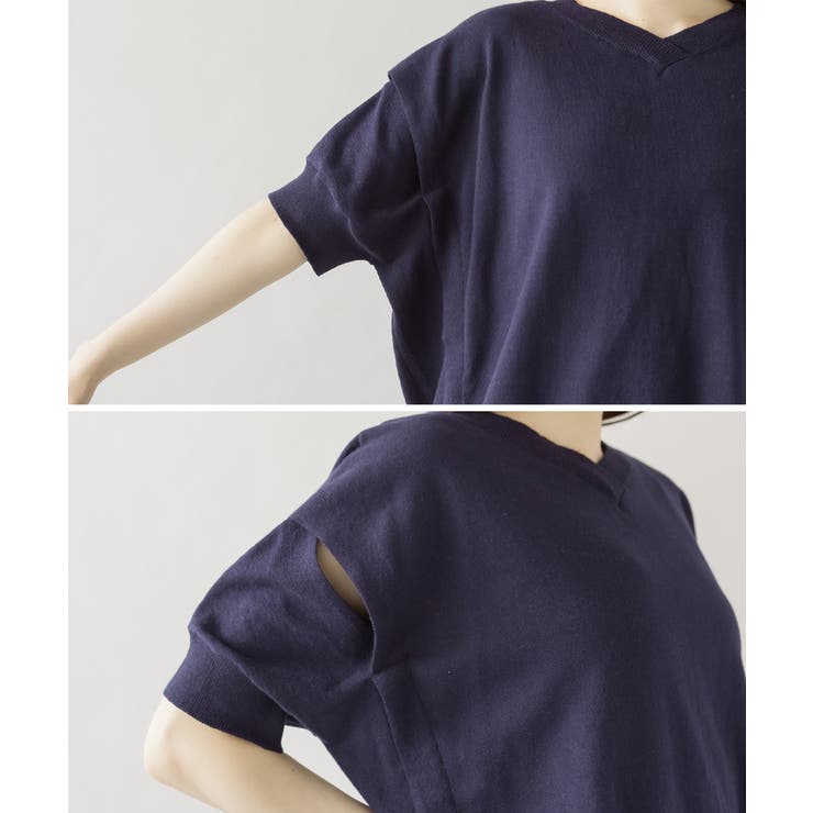 aity アイティ 袖脇オープンVネック5分袖ニット | Fashion Letter | 詳細画像17 