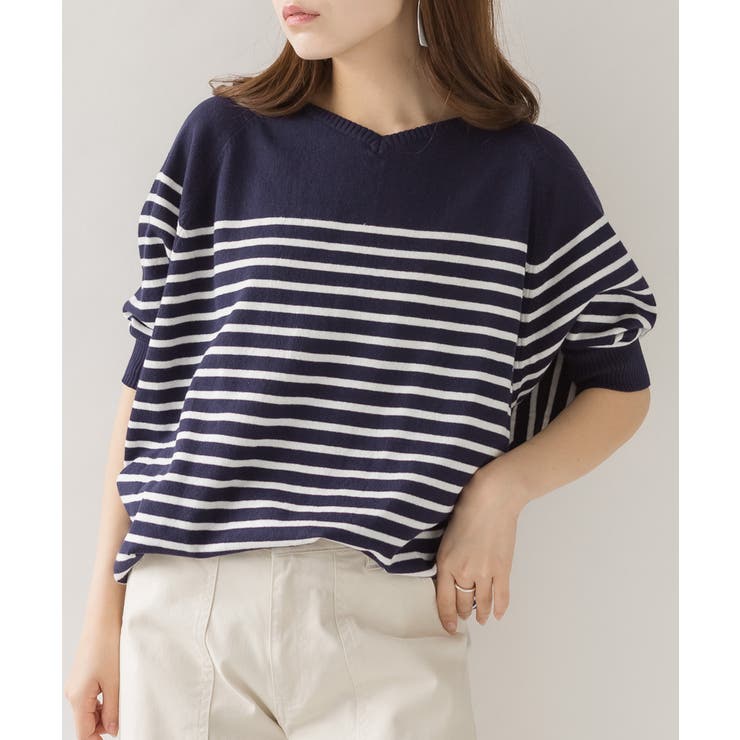 aity アイティ パネルボーダードルマンニット | Fashion Letter | 詳細画像3 