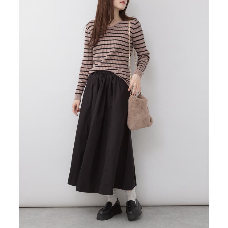 aity アイティ ボーダーVネックリブニット | Fashion Letter | 詳細画像3 