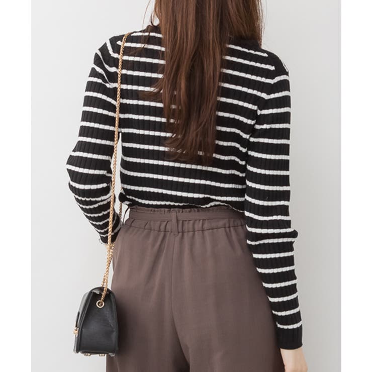 aity アイティ ボーダーVネックリブニット | Fashion Letter | 詳細画像6 