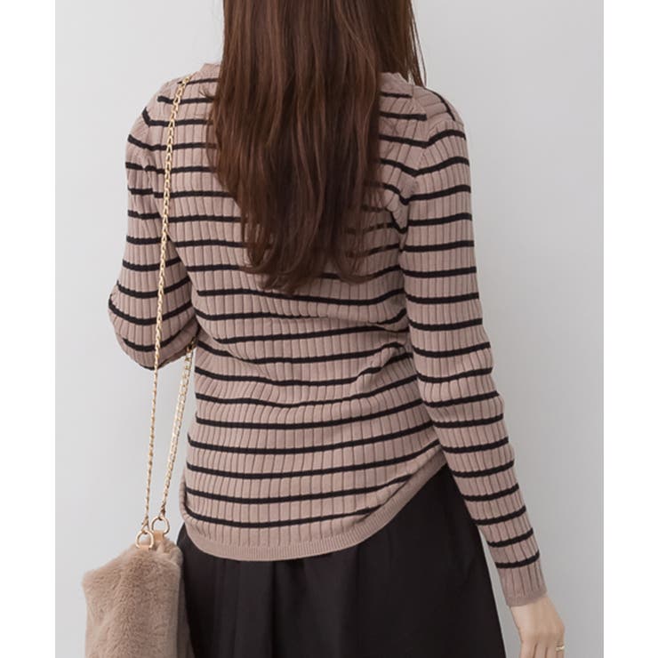 aity アイティ ボーダーVネックリブニット | Fashion Letter | 詳細画像11 