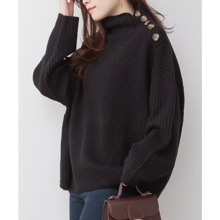 aity アイティ バルキーサイドボタンハイネックセーター | Fashion Letter | 詳細画像4 