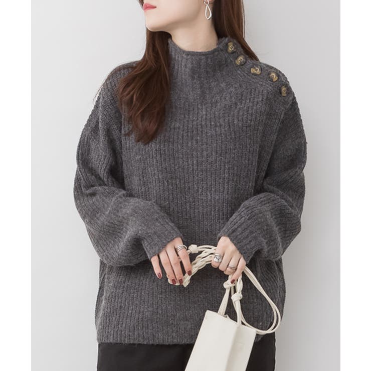 aity アイティ バルキーサイドボタンハイネックセーター | Fashion Letter | 詳細画像8 