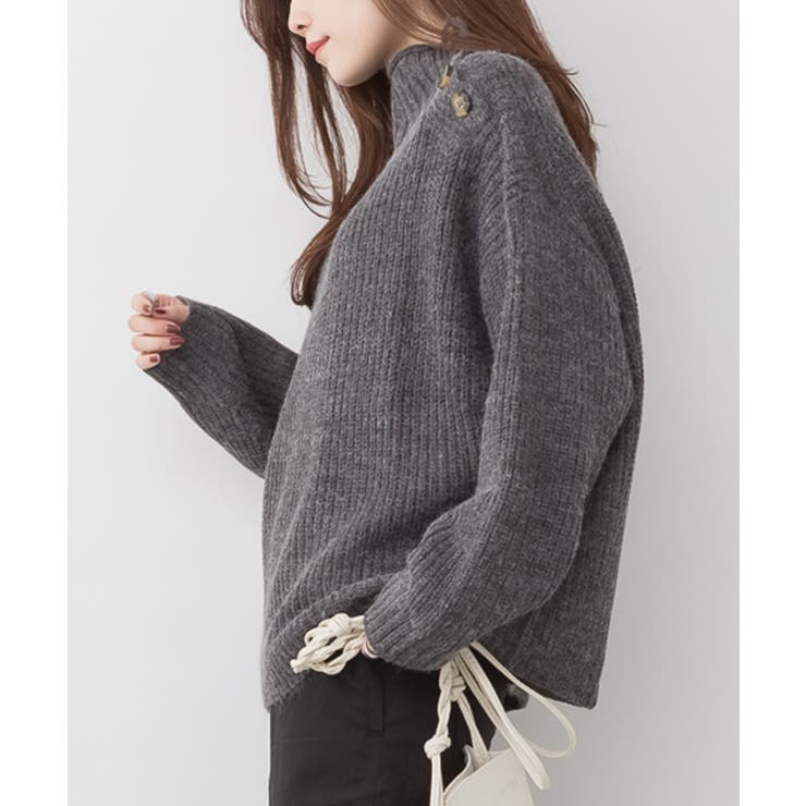 aity アイティ バルキーサイドボタンハイネックセーター | Fashion Letter | 詳細画像9 