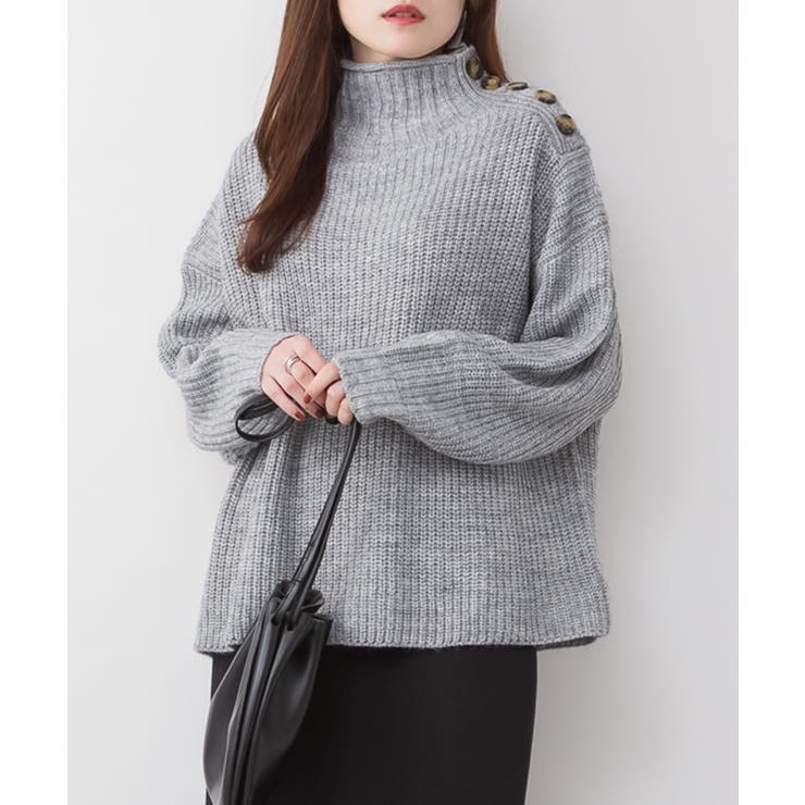 aity アイティ バルキーサイドボタンハイネックセーター | Fashion Letter | 詳細画像12 