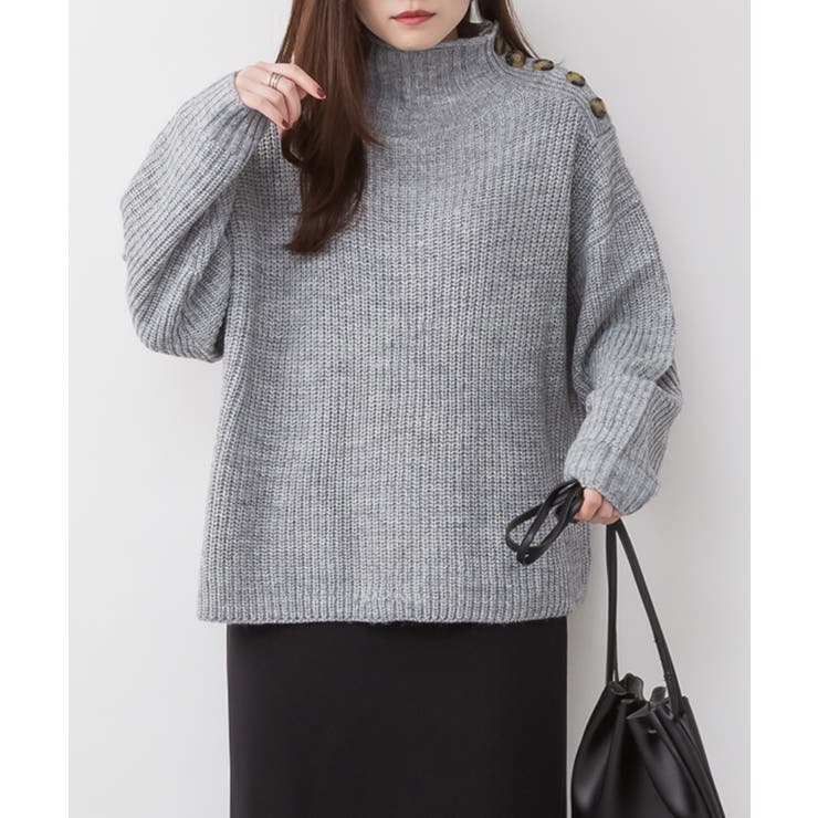 aity アイティ バルキーサイドボタンハイネックセーター | Fashion Letter | 詳細画像13 