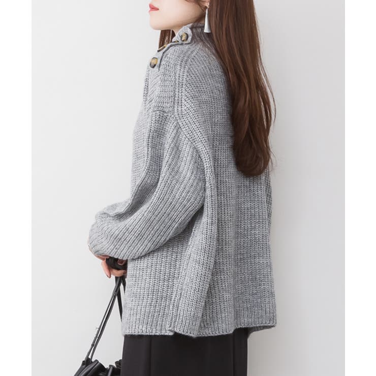 aity アイティ バルキーサイドボタンハイネックセーター | Fashion Letter | 詳細画像14 