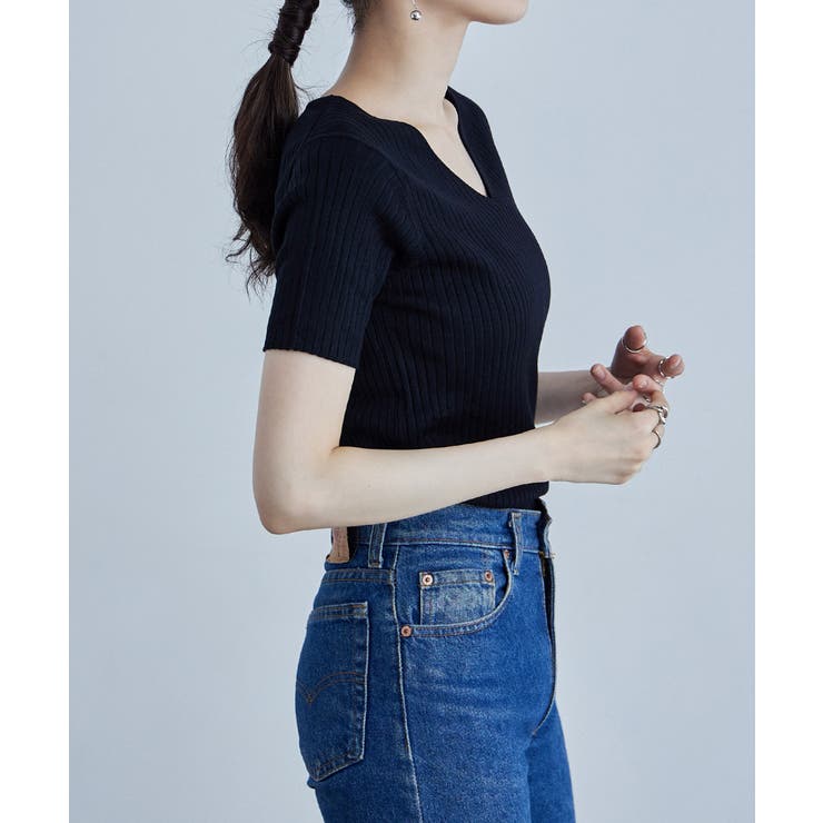 etoll エトル Vネックリブサマーニット | Fashion Letter | 詳細画像3 