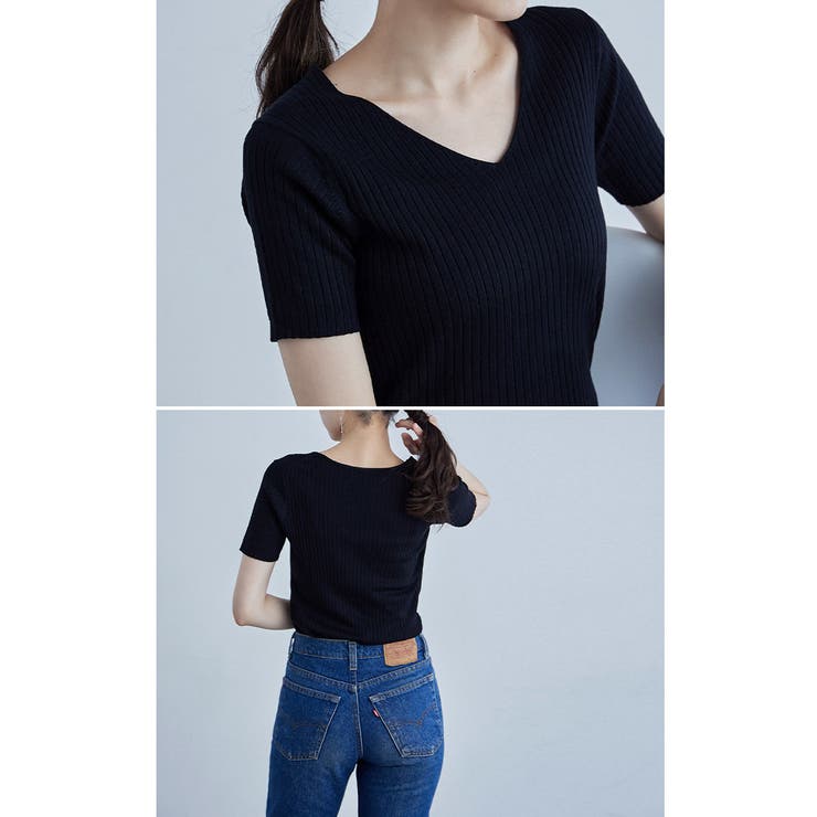 etoll エトル Vネックリブサマーニット | Fashion Letter | 詳細画像4 