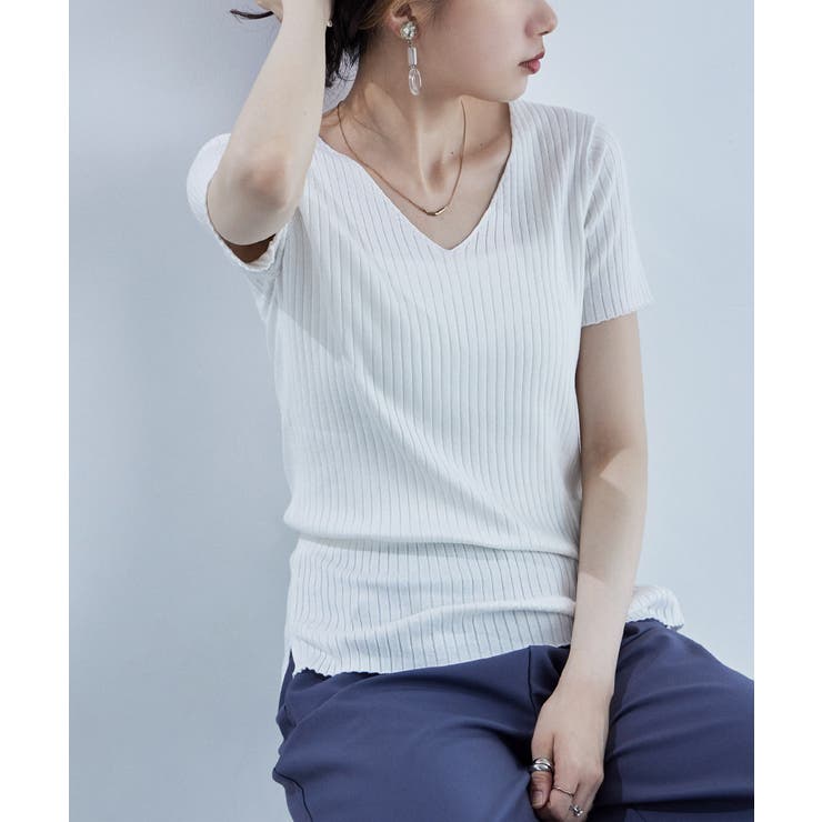 etoll エトル Vネックリブサマーニット | Fashion Letter | 詳細画像13 