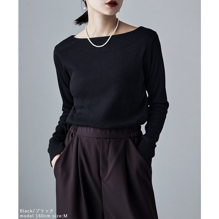 etoll エトル ボートネックコットンロングスリーブリブT | Fashion Letter | 詳細画像2 