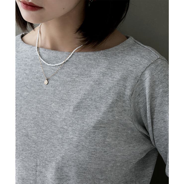 etoll エトル ボートネックコットンロングスリーブリブT | Fashion Letter | 詳細画像11 