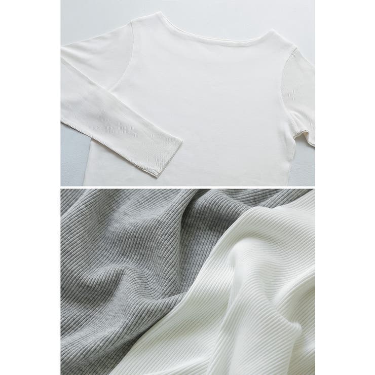 etoll エトル VネックコットンロングスリーブリブT | Fashion Letter | 詳細画像19 