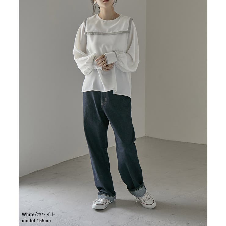 ノスタルジック ビッグカラーで大人可愛く パイピング セーラーカラーブラウス 品番 Ft Fashion Letter ファッション レター のレディースファッション通販 Shoplist ショップリスト