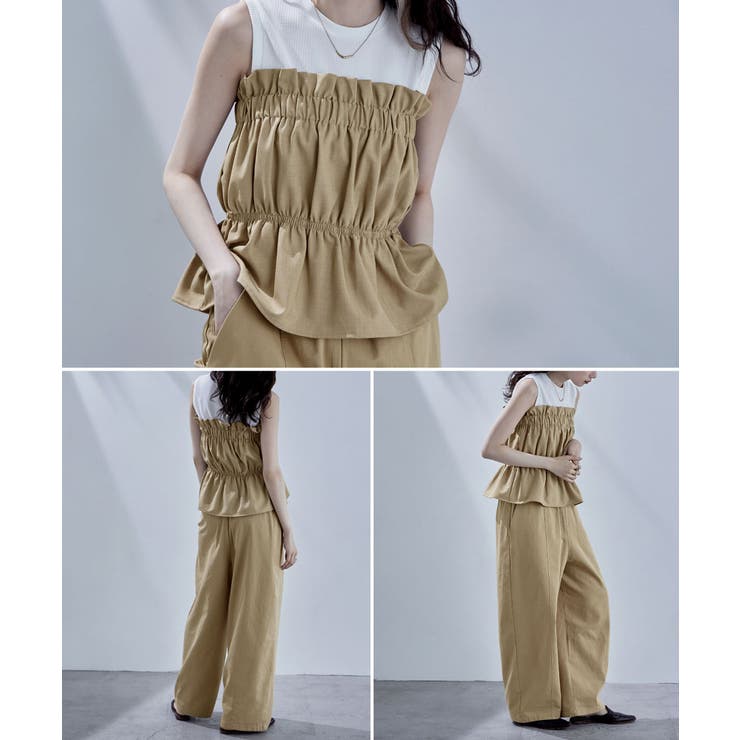 etoll エトル リネンタッチギャザーベアトップ | Fashion Letter | 詳細画像9 