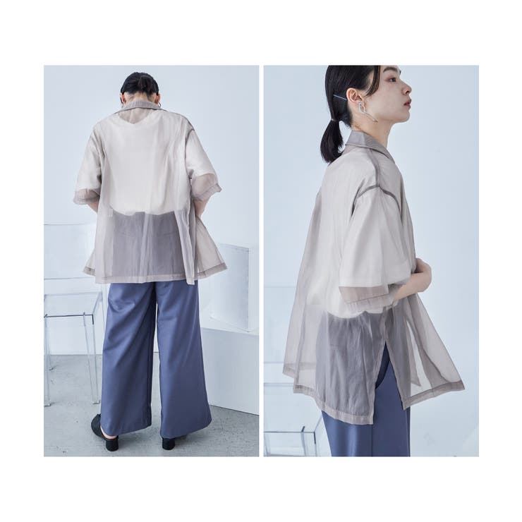 ジャケット シアー感 ソリッド 半袖 2colors S/L シャツジャケット シアーシャツ シアージャケット 5分袖 半袖