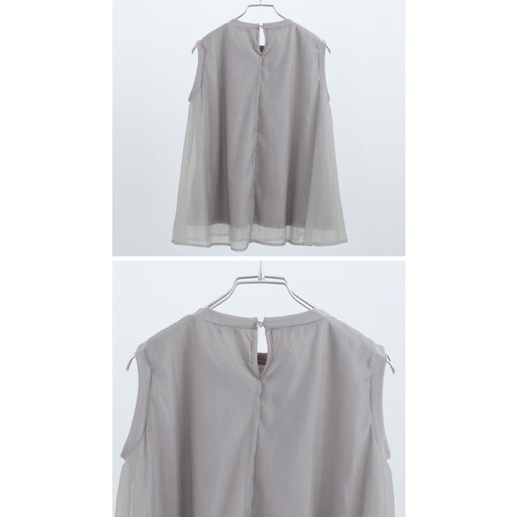 天竺×オーガンジー ドッキングフレアトップス ノースリーブ | Fashion Letter | 詳細画像19 