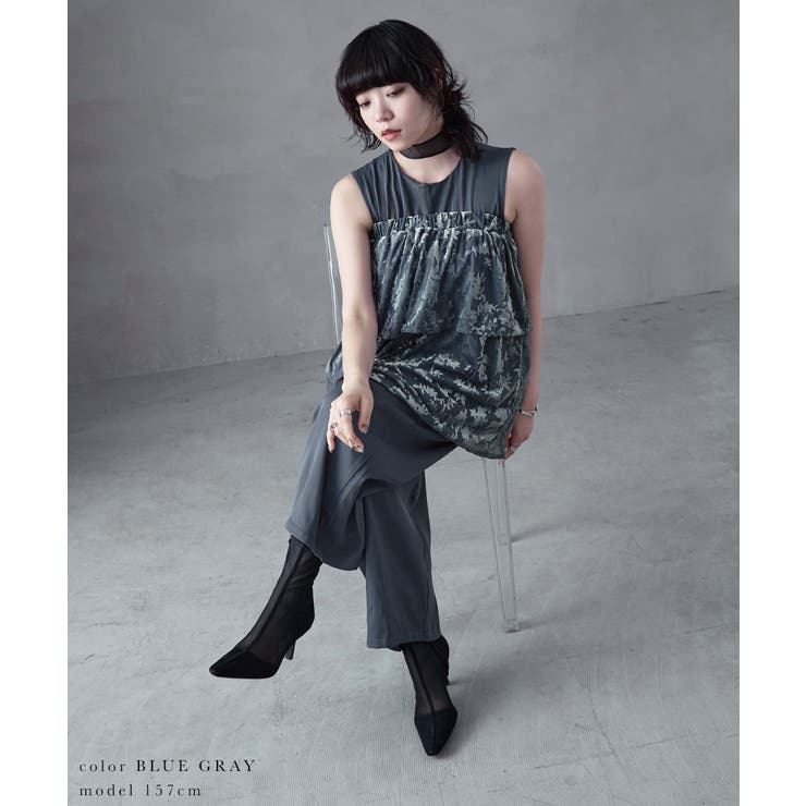 aity アイティ 花柄シアーフロッキーベアペプラム×ツイルオールインワン | Fashion Letter | 詳細画像7 