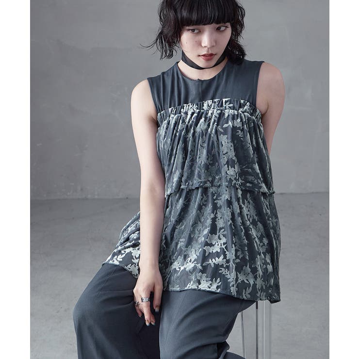 aity アイティ 花柄シアーフロッキーベアペプラム×ツイルオールインワン | Fashion Letter | 詳細画像8 