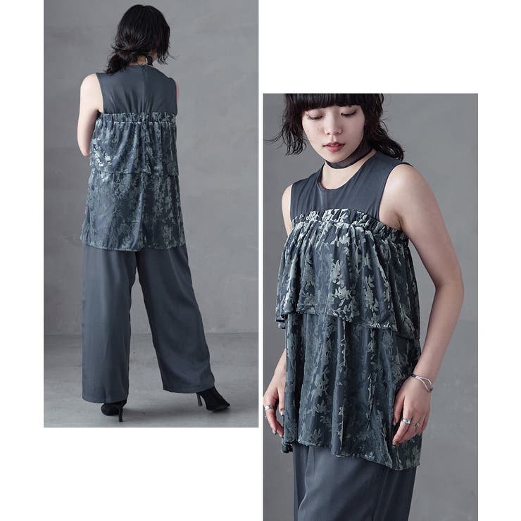 aity アイティ 花柄シアーフロッキーベアペプラム×ツイルオールインワン | Fashion Letter | 詳細画像9 