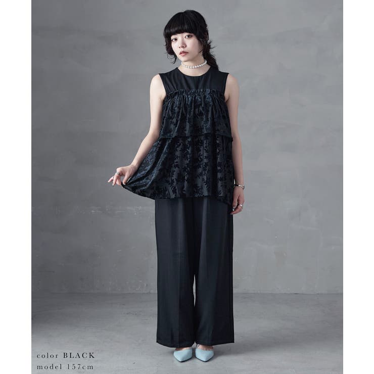 aity アイティ 花柄シアーフロッキーベアペプラム×ツイルオールインワン | Fashion Letter | 詳細画像14 