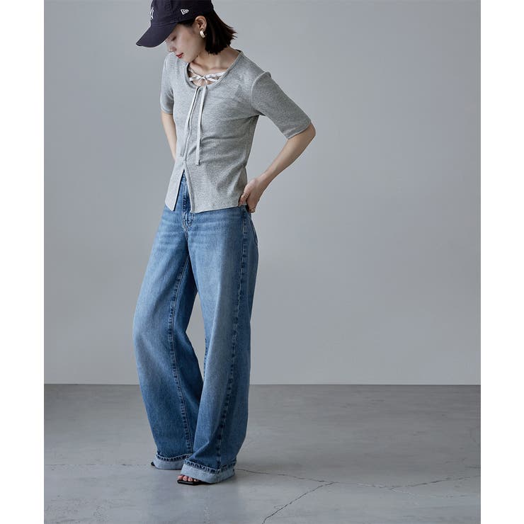 etoll エトル リボンオーバルネックリブトップス | Fashion Letter | 詳細画像5 