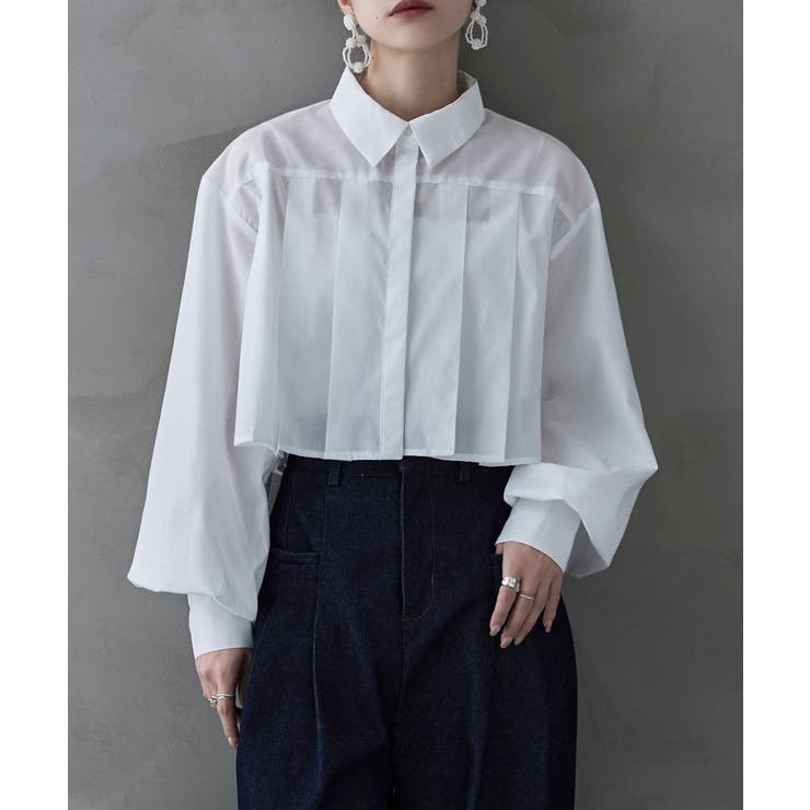 ホワイト | etoll エトル タックプリーツボリュームスリーブシャツ | Fashion Letter