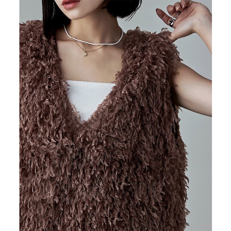 etoll エトル フェザーフリンジVネックベスト | Fashion Letter | 詳細画像12 