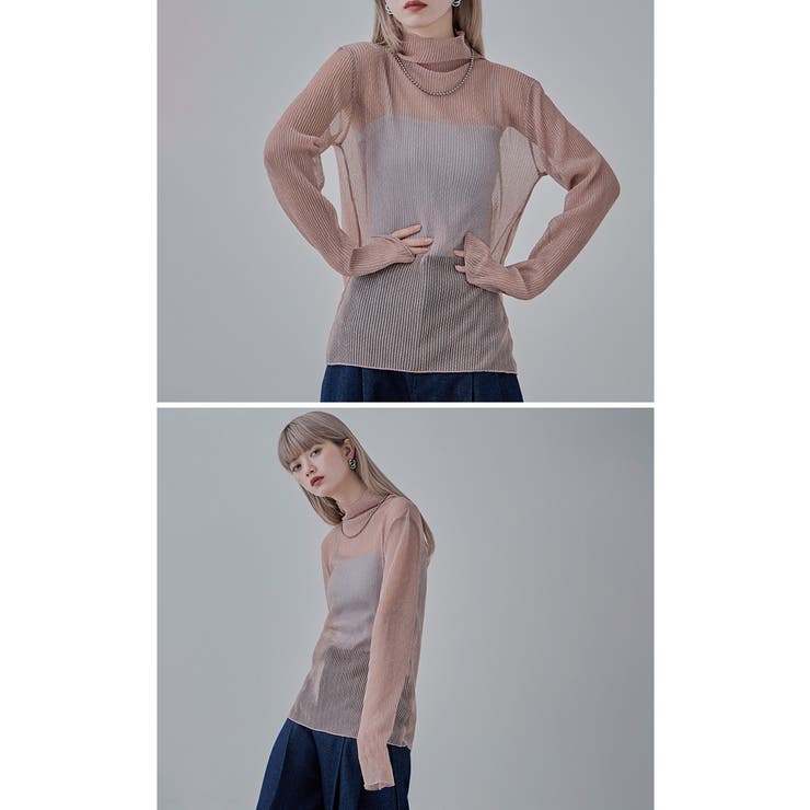 etoll エトル ラメシアープリーツハイネックトップス | Fashion Letter | 詳細画像3 