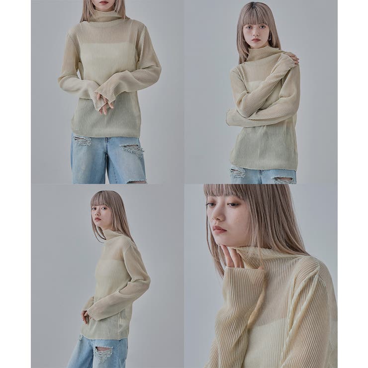 etoll エトル ラメシアープリーツハイネックトップス | Fashion Letter | 詳細画像12 