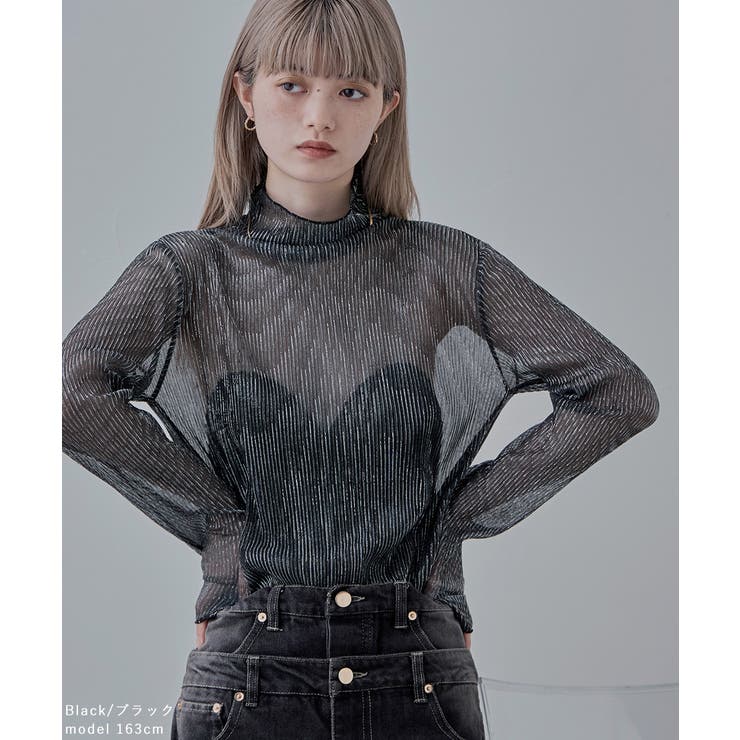 etoll エトル ラメシアープリーツハイネックトップス | Fashion Letter | 詳細画像14 