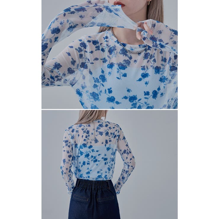 etoll エトル ローズプリントシアートップス | Fashion Letter | 詳細画像5 