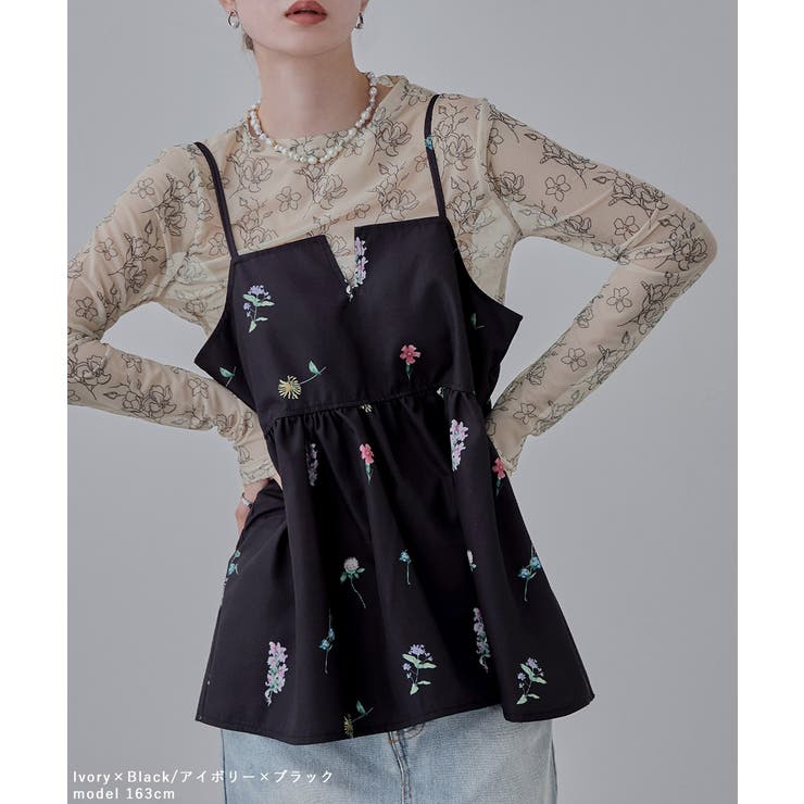 etoll エトル ラインフラワークルーネックシアートップス | Fashion Letter | 詳細画像12 