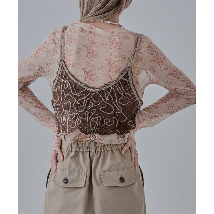 etoll エトル ラインフラワークルーネックシアートップス | Fashion Letter | 詳細画像17 