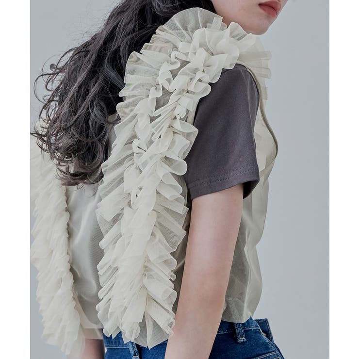 etoll エトル チュールフリルショートベスト | Fashion Letter | 詳細画像8 