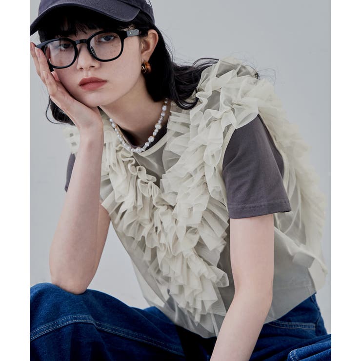 etoll エトル チュールフリルショートベスト | Fashion Letter | 詳細画像11 
