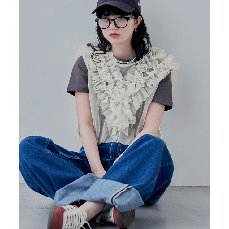 etoll エトル チュールフリルショートベスト | Fashion Letter | 詳細画像12 