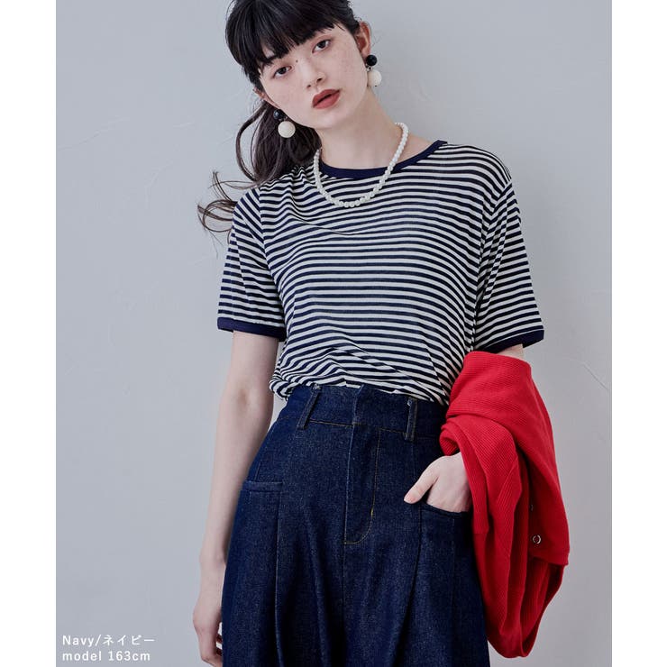 etoll エトル リンガーネックシアーボーダーTシャツ | Fashion Letter | 詳細画像2 