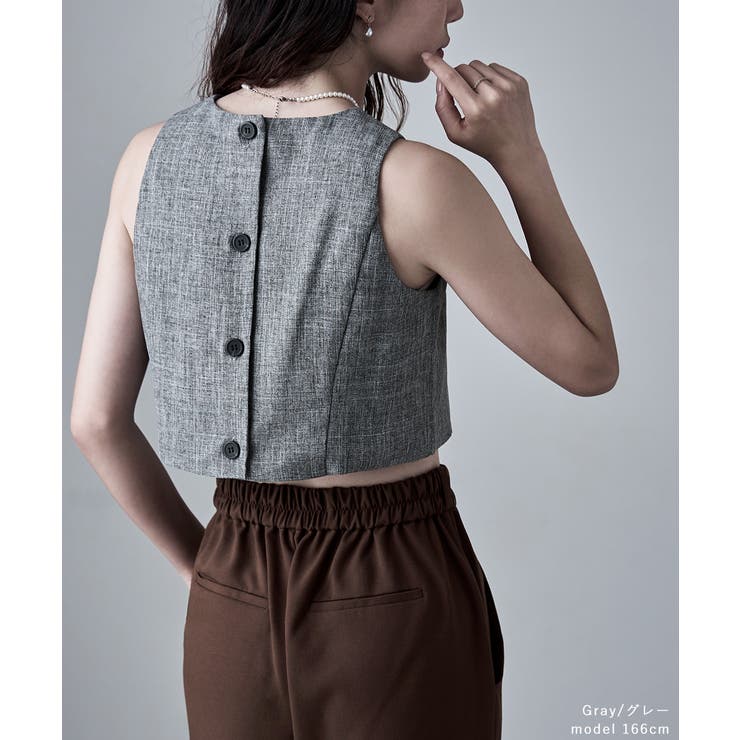 etoll エトル リネンライククロップドベスト | Fashion Letter | 詳細画像7 
