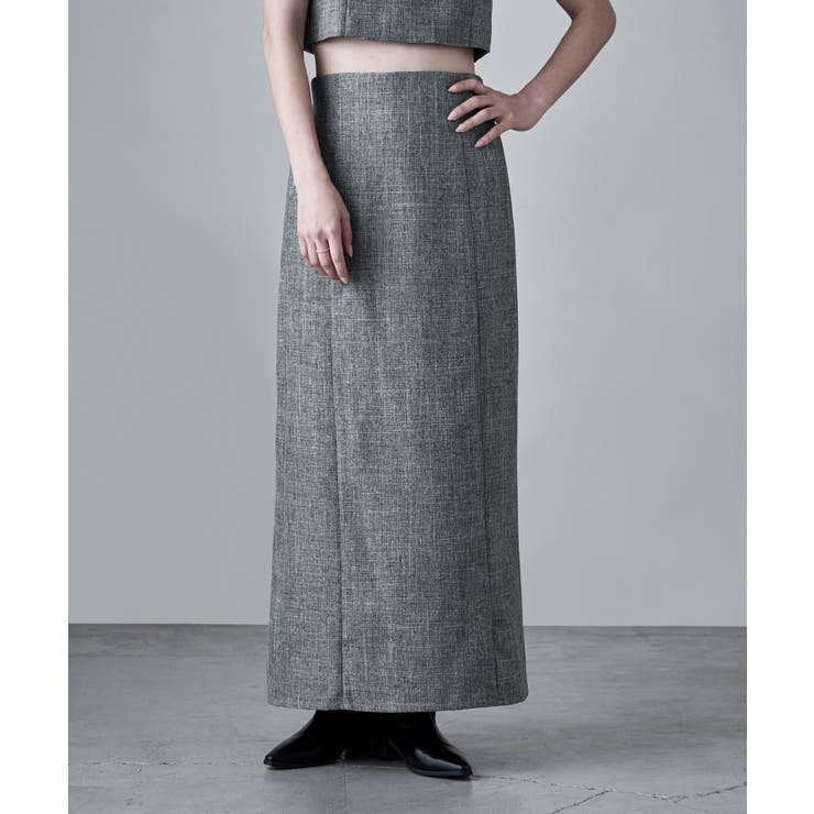 グレー | etoll エトル リネンタッチハイウエストタイトスカート | Fashion Letter