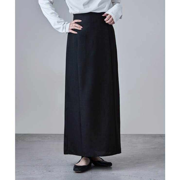 ブラック | etoll エトル リネンタッチハイウエストタイトスカート | Fashion Letter